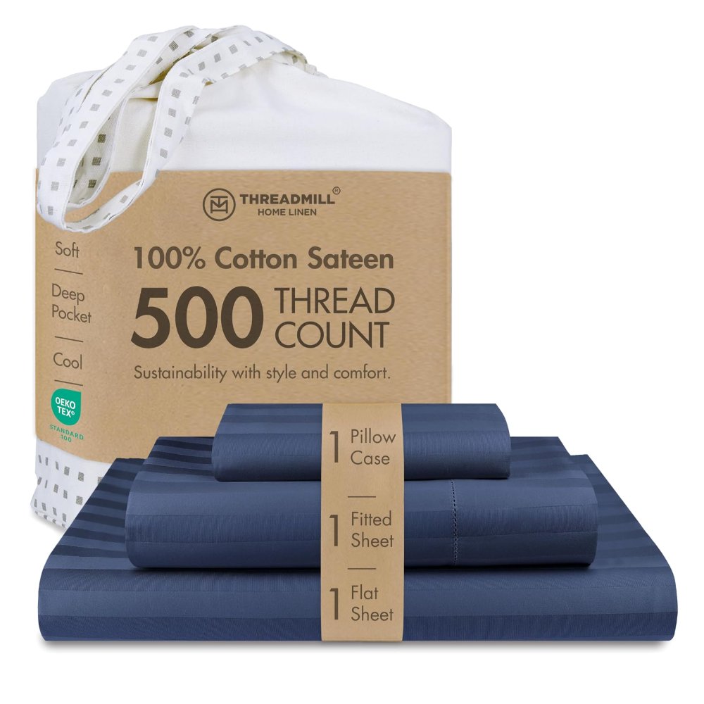 Threadmill 500 Thread Count Twin-XL Size Damask Stripe