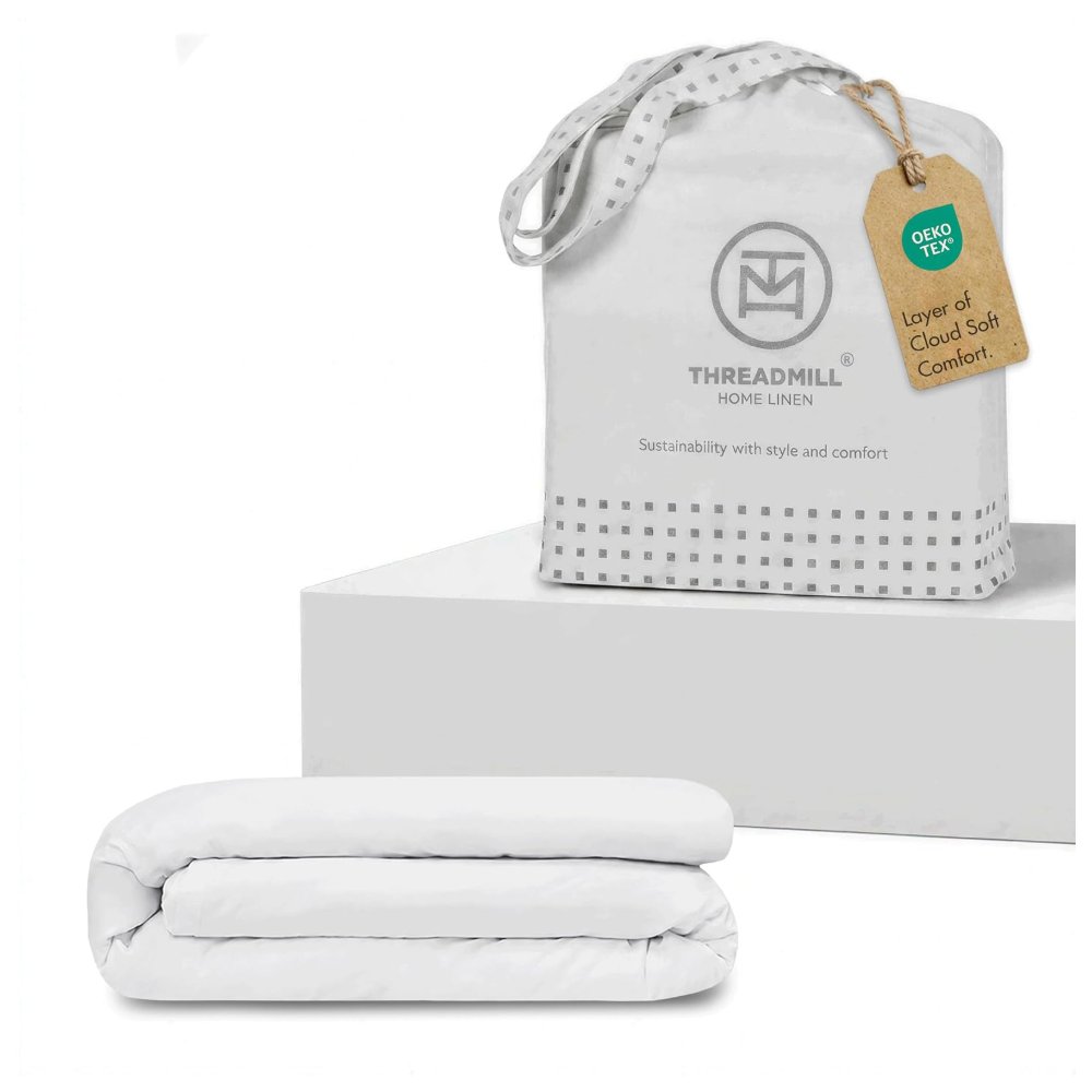 Threadmill White Cotton Duvet Cover Queen Size